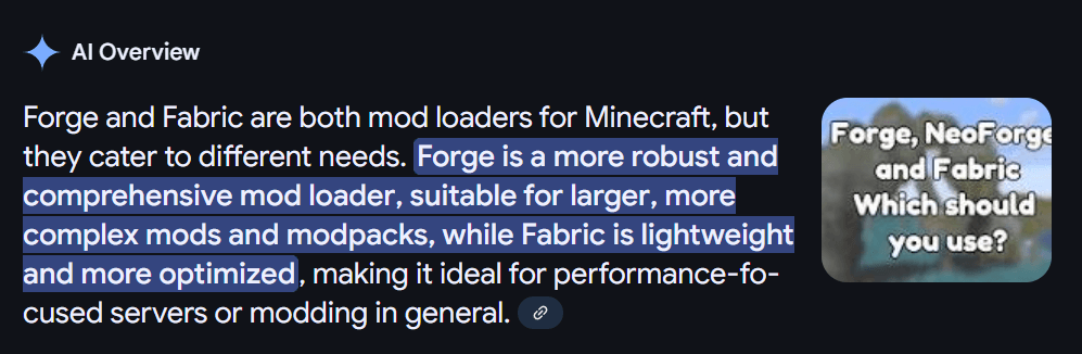 Google AI Overview result