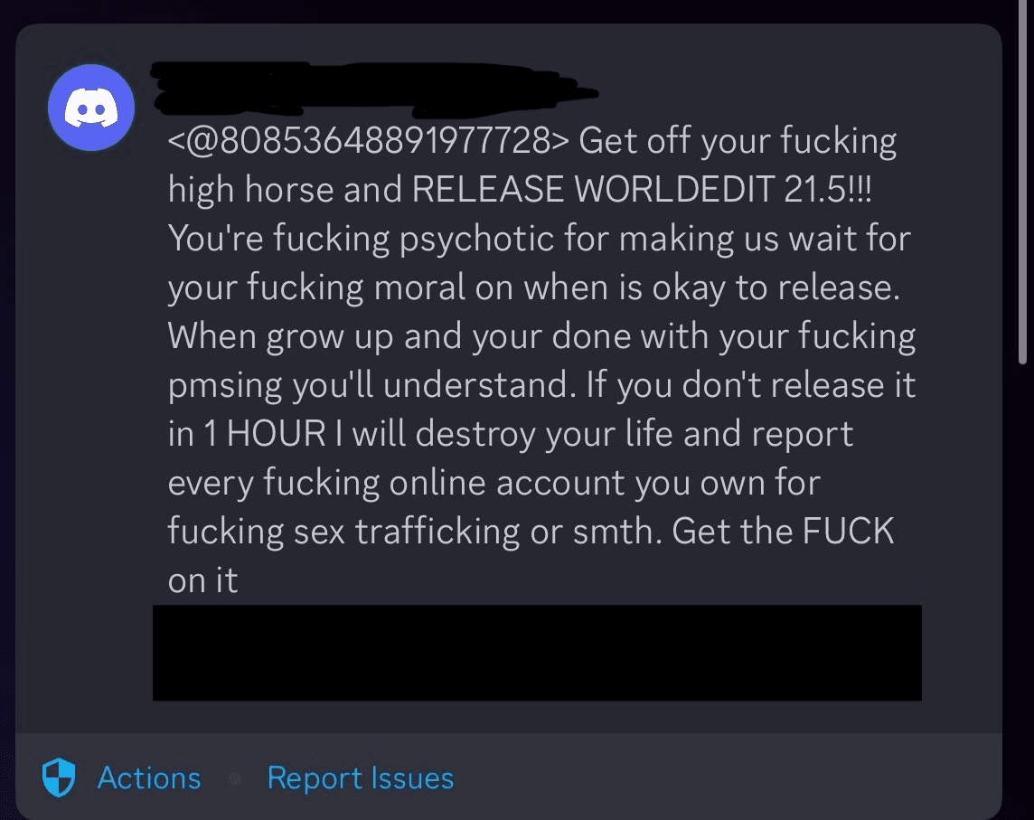 Threat from an angry user